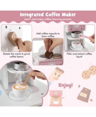 Wooden Kids Kitchen Playset with Coffee Maker for kids