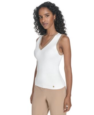 Women's Sleeveless Tipped Sweater