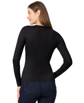 Women's Crewneck Ribbed-Knit Sweater 
