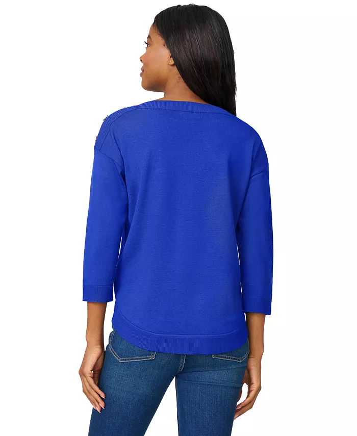 Women's Boat-Neck Button-Shoulder Sweater - thumbnail 6