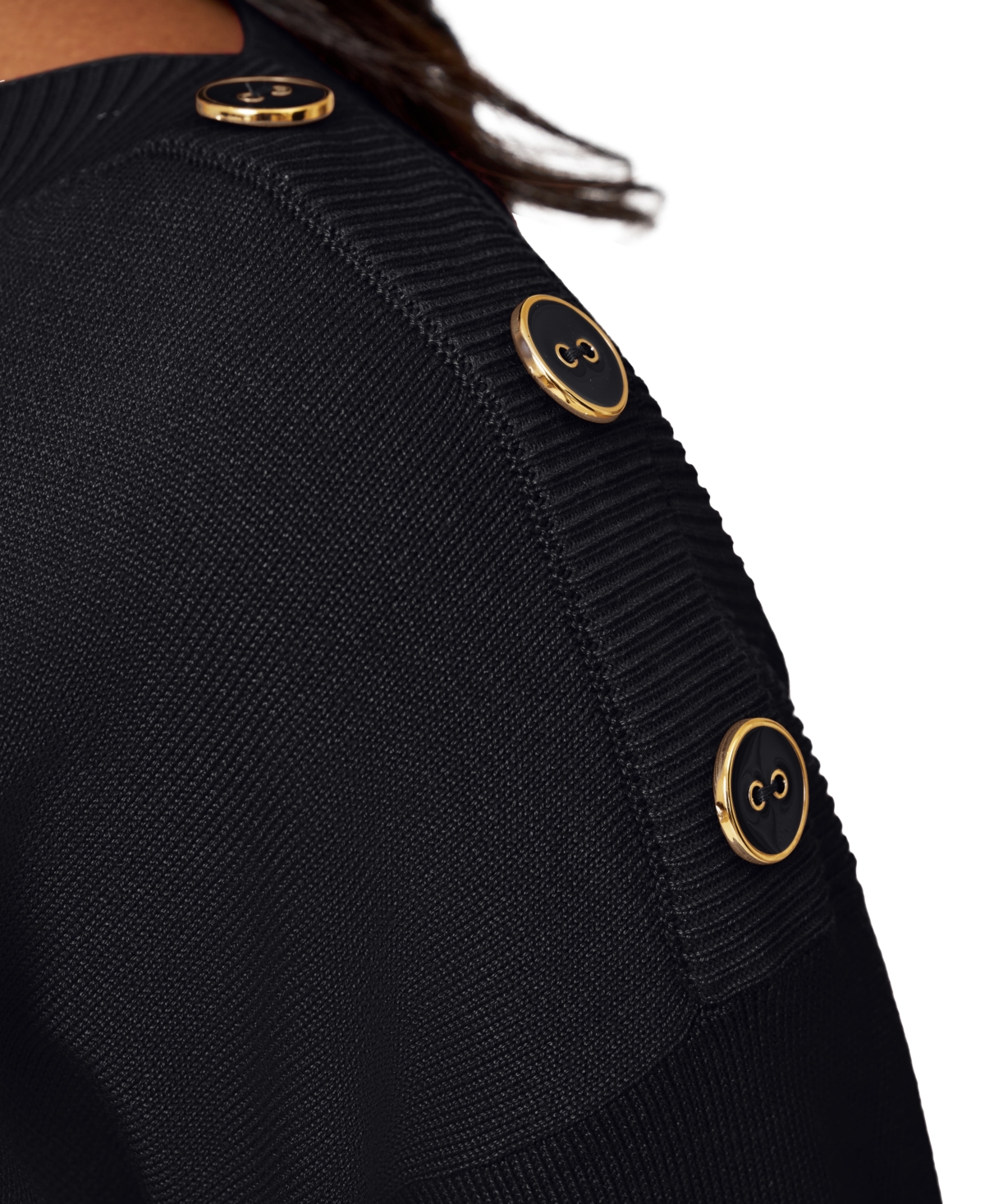 Melissa Paige Womens Boat Neck Button Shoulder Sweater Xs 3x In Black