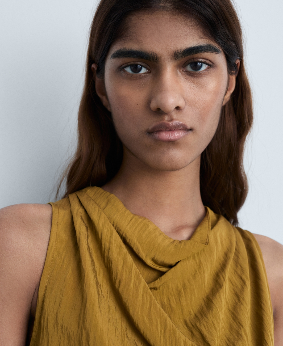Mango Texture Tie Waist Sleeveless Top In Green
