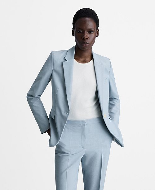 alfani MANGO Women's Fitted Suit Jacket Women's Fashion Shoes & Accessories