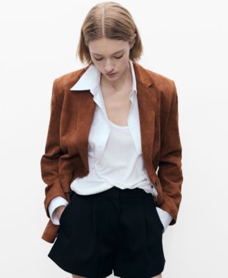 MANGO - Women's Straight Suede Jacket