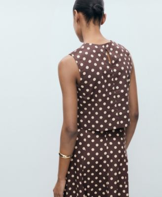 Mango Women's Polka-Dot Linen Crop Top - Macy's