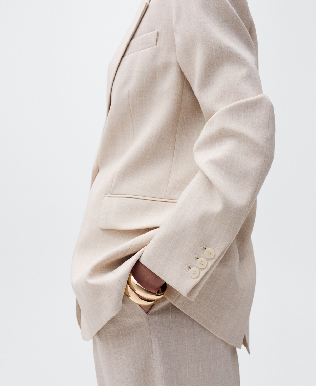 Mango Structured Jacket In Neutral