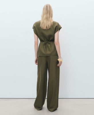 Women's Linen-Blend Wrap Top