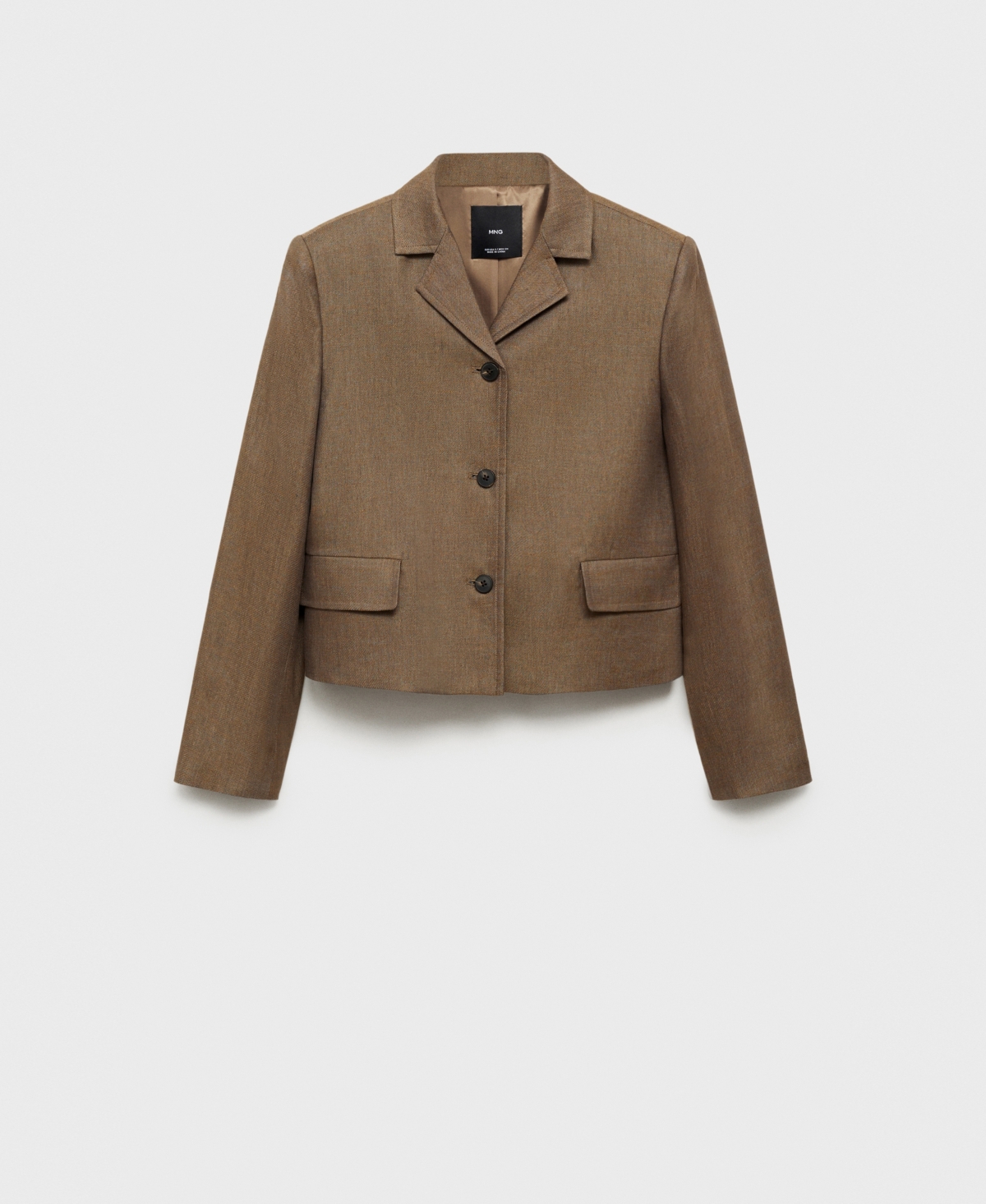 Women's Linen-Blend Cropped Jacket - Chocolate