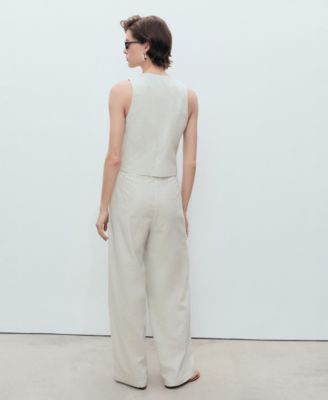 Women's Straight-Fit Linen-Blend Suit Pants