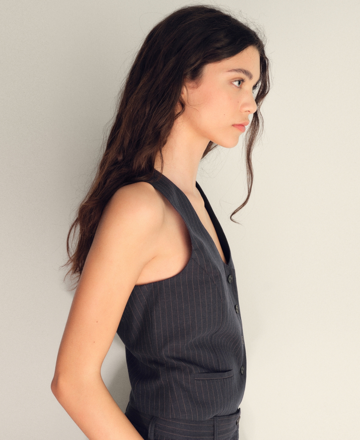 Mango Linen-blend Suit Waistcoat Navy In Black