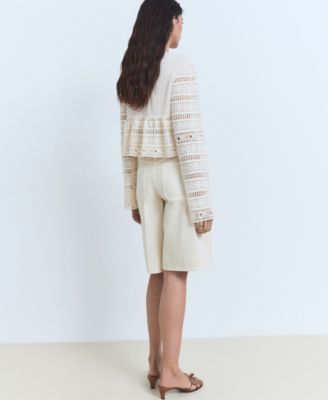 Women's Openwork Details Embroidered Cotton Blouse