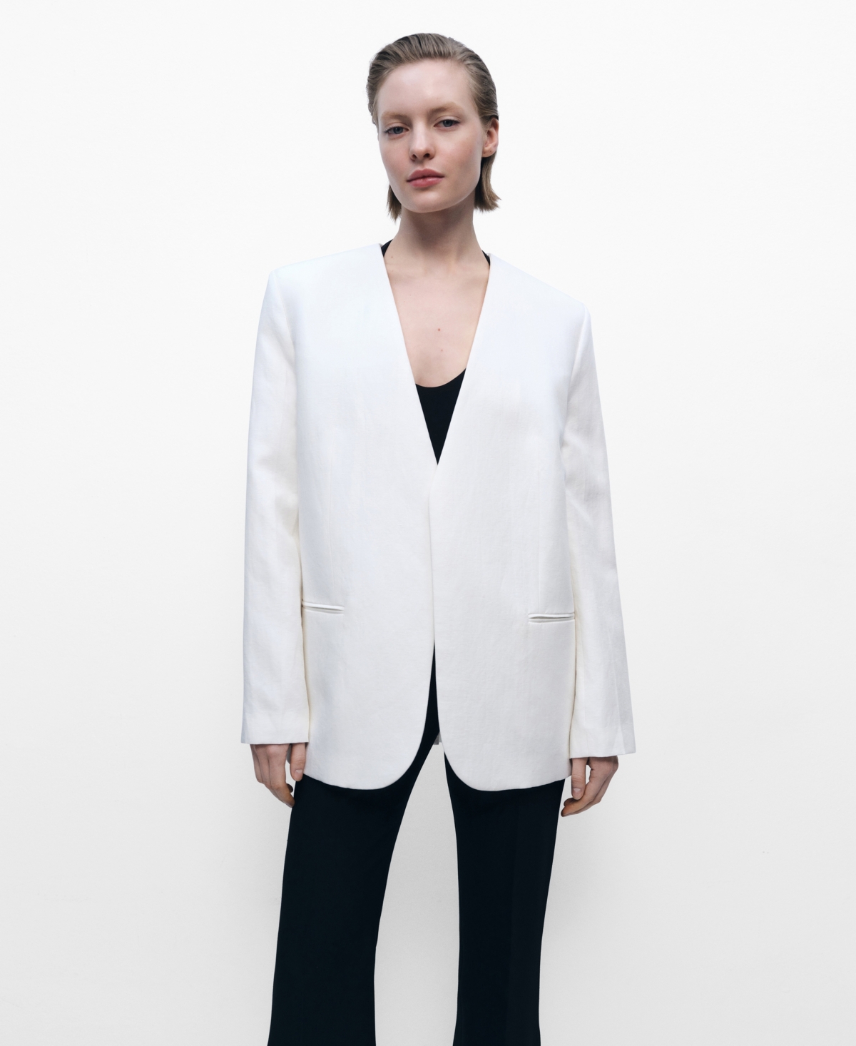 Women's Lyocell and Linen-Blend Jacket - Ecru