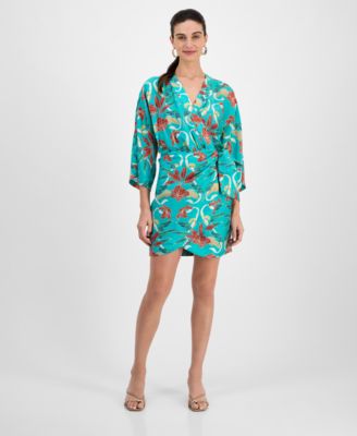 I.N.C. International Concepts - Women's Surplice-Neck Long-Sleeve Mini Wrap Dress