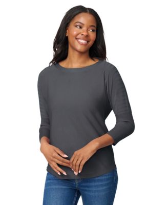 Women's Boatneck Button-Back Dolman-Sleeve Sweater