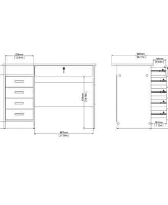 43.03" Wide 5 Drawer Desk