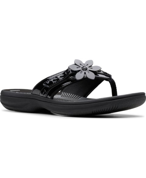 Женские сандалии Clarks Cloudsteppers Breeze Opal H Flip-Flops, цвет: Чёрный лаковый