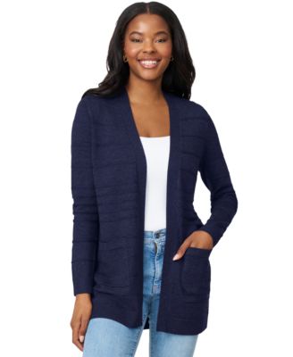 Women's Ribbed Open-Front Long Cardigan