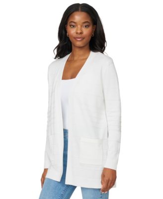 Women's Ribbed Open-Front Long Cardigan
