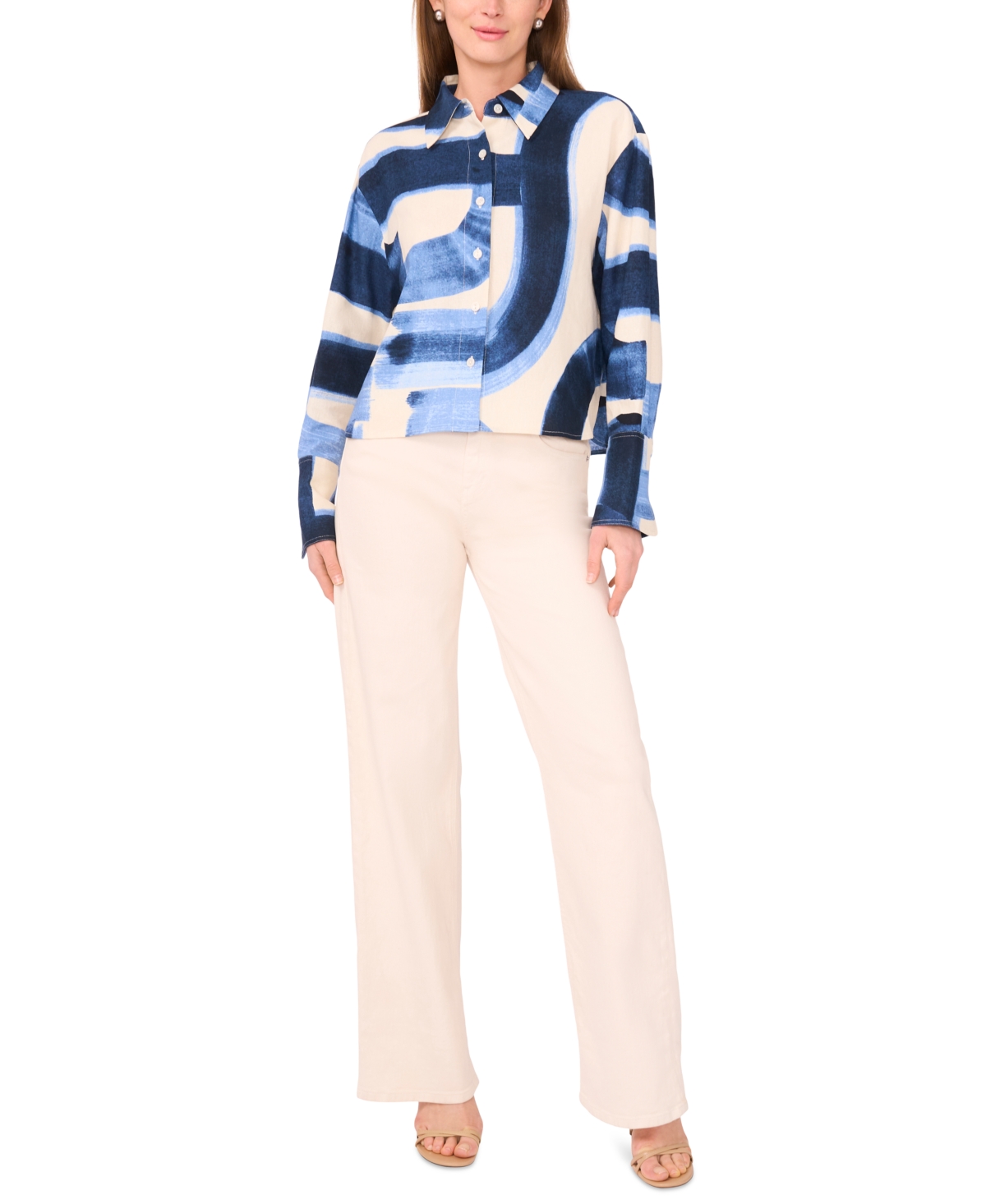 Parker Women's The Jay Printed Collared Button-front Shirt In Blue