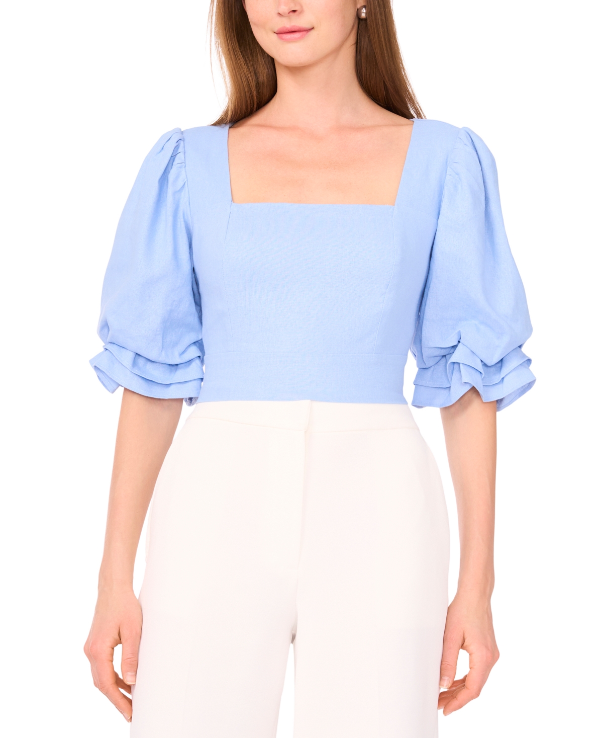 Parker Women's The Lona Square-neck Blouson-sleeve Blouse In Blue