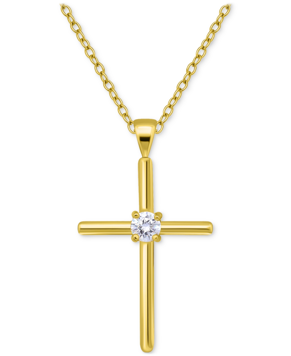 Giani Bernini Cubic Zirconia Cross Pendant Necklace (3/8 Ct. T.w.) In Sterling Silver, 16" + 2" Extender In Gold