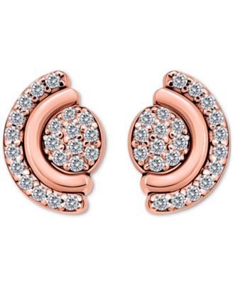 Cubic Zirconia Pav&eacute; Half Halo Stud Earrings in Sterling Silver