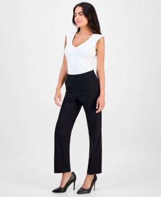 Petite Mid-Rise Straight-Leg Pants 