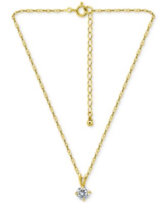 Cubic Zirconia Solitaire Pendant Necklace in 18k Gold over Sterling Silver, 16" + 2" extender, Exclusively at Macy's