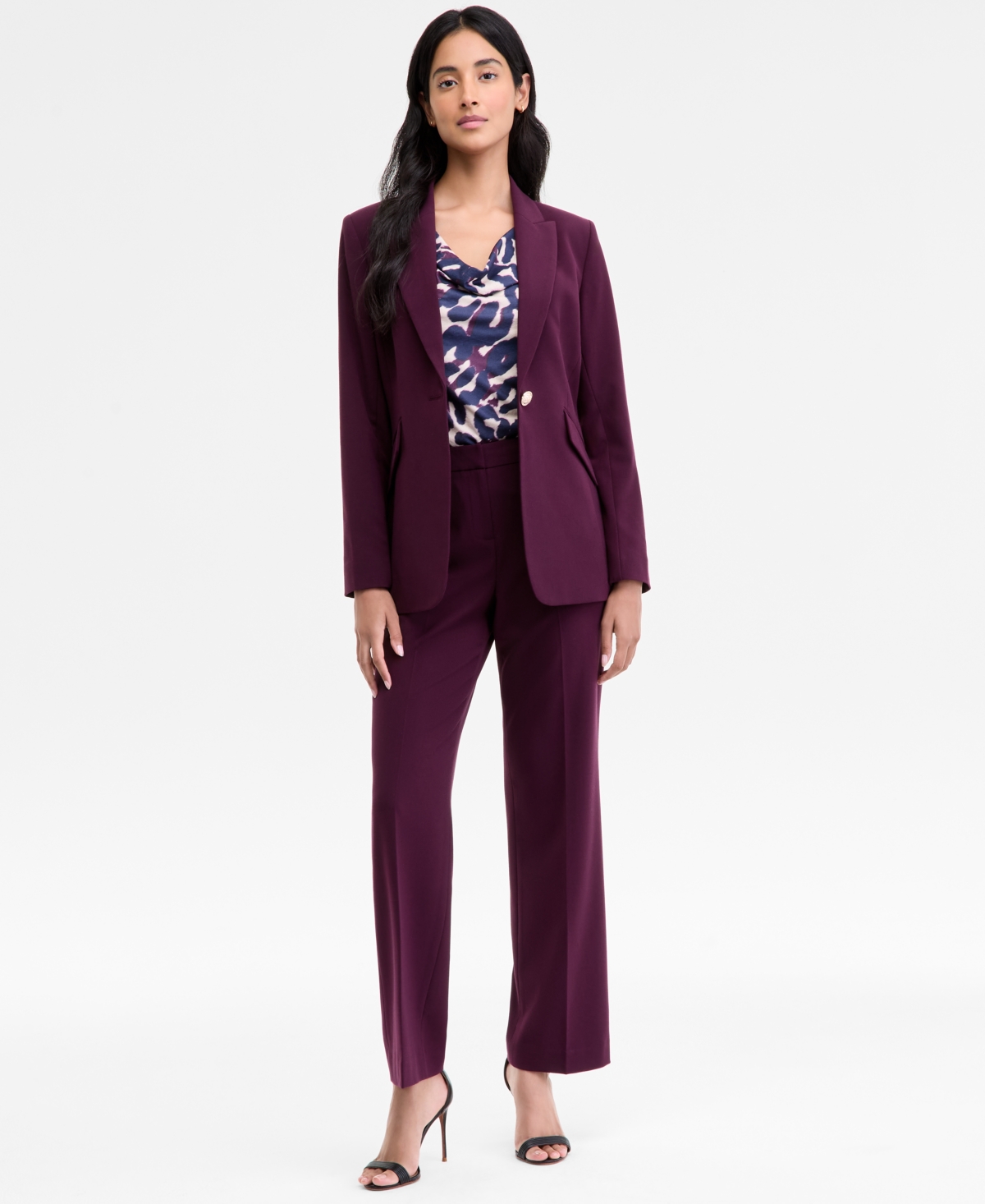 Tahari Asl Petite One-button Blazer, Regular & Petite In Purple