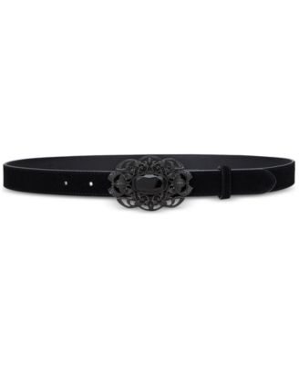 Lauren Ralph Lauren - Stone-Buckle Suede Skinny Belt