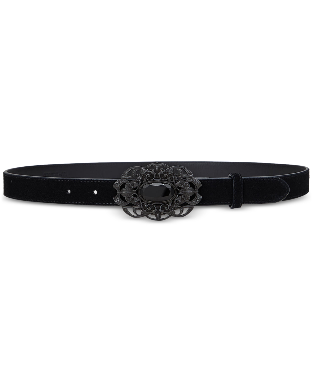 Lauren Ralph Lauren Stone-Buckle Suede Skinny Belt