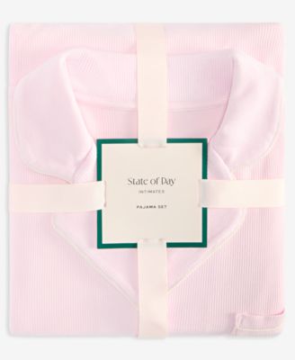 Women's 2-Pc. Packaged Ribbed Notched-Collar Pajamas Set XS-3X, Created for Macy's