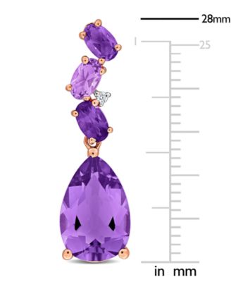 Amethyst & Pink Amethyst (7 1/5 ct. t.w.) Diamond Accent Teardrop Earrings in 10k Rose Gold