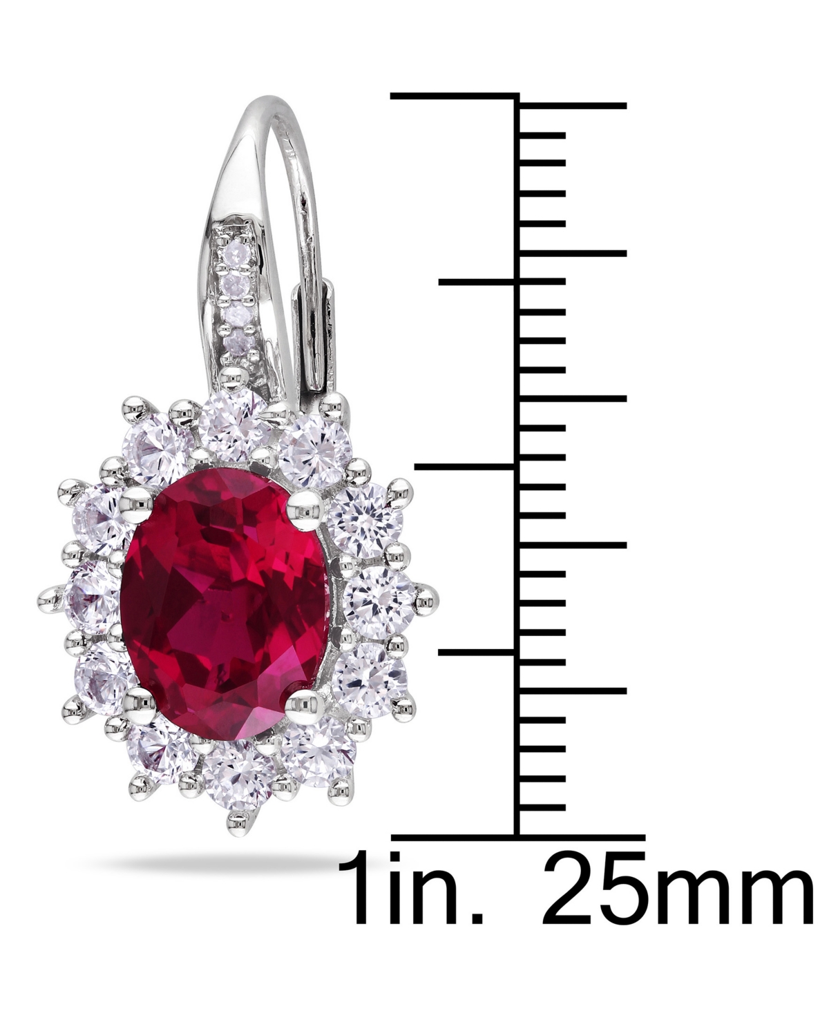 Macy's Lab-created Gemstone & Diamond Accent Drop Earrings In Sterling Silver In Red