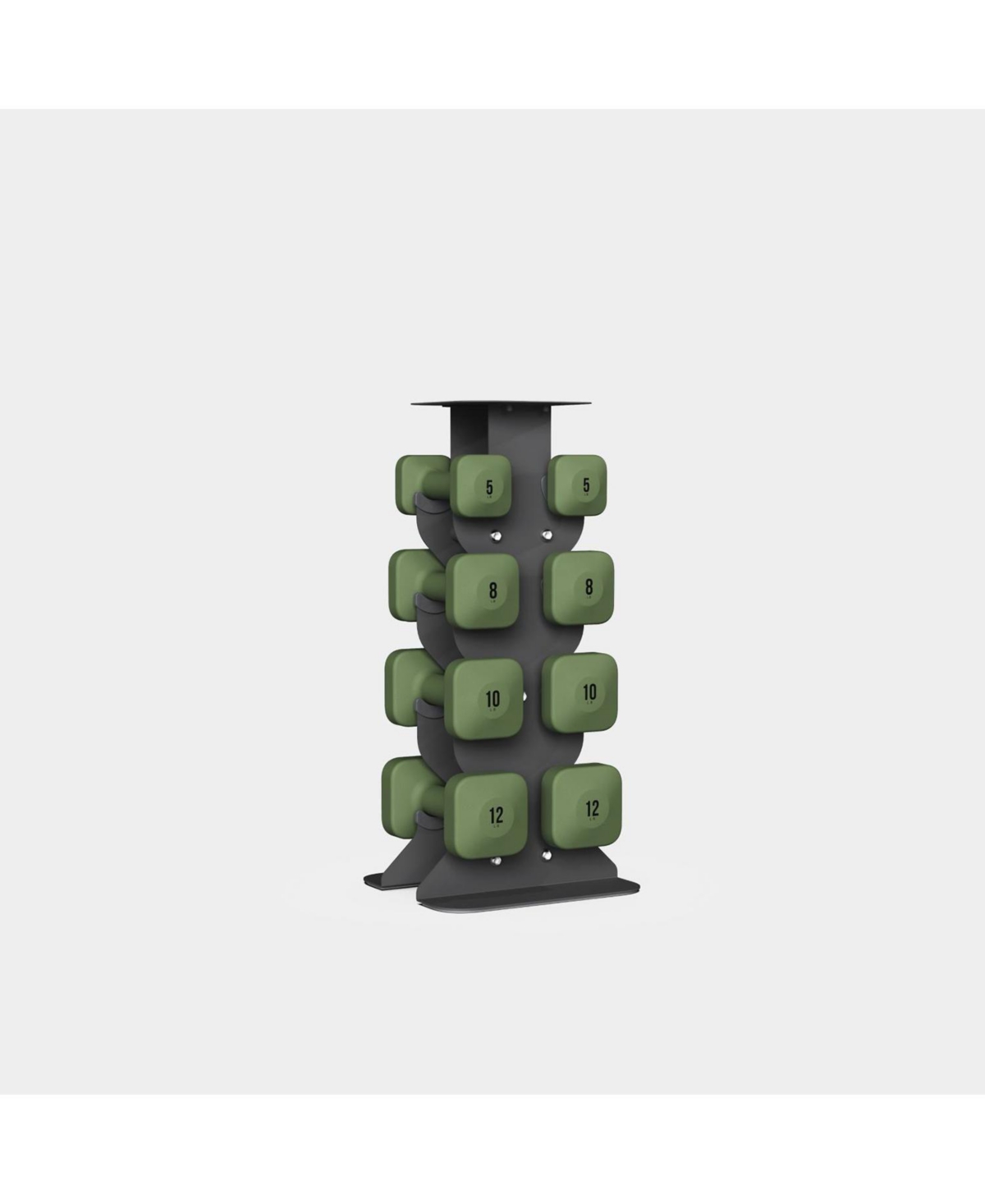 SafeGrip Dumbbells Medium Set with Dark Rack - 5, 8, 10, 12 lbs - Slate
