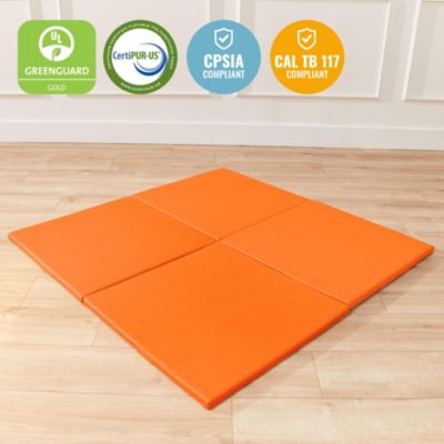SoftZone Play Patch Activity Mat Squares, Orange, 4-Pack
