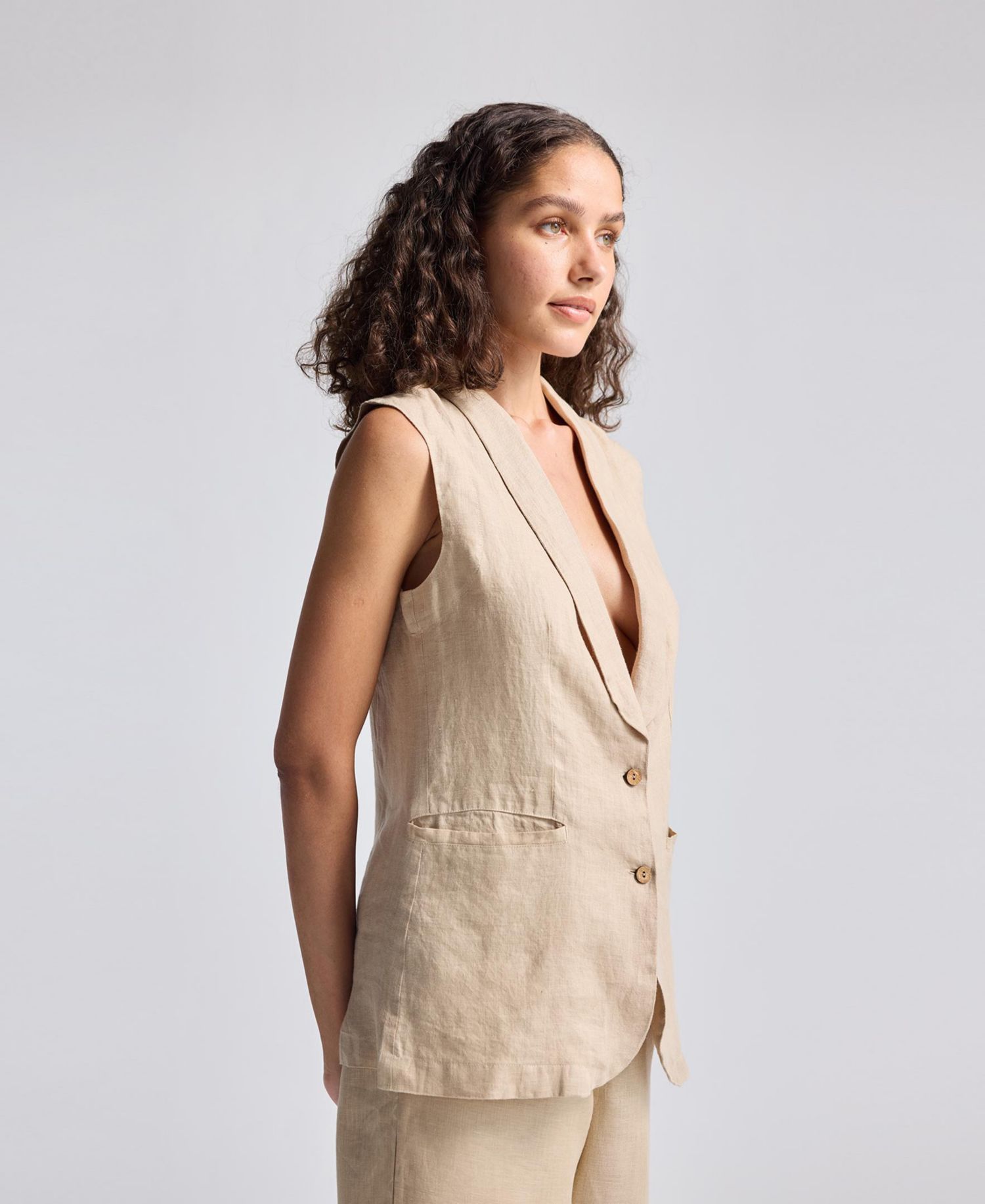 Women's Sleeveless Hemp Jacket