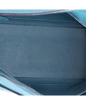 Pre-Owned Hermes Kelly 32 Handbag Blue Clemence with Palladium Hardware