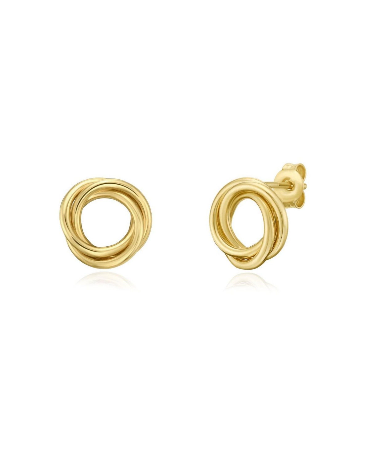 Flat Gold Circle Stud Earrings 14K Gold - Gold