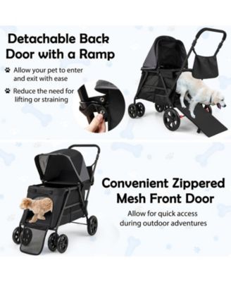 Dog Stroller for Medium Small Senior Elderly Dogs with Dual Entry