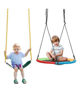 Boys Swing Frame Stand with 2 Swing Set Swing Sets for Backyard w/ Ground Stakes