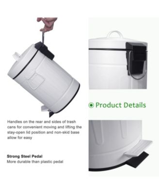 3.2 Gal./12-Liter and 0.8 Gal./3 Liter Old Time Style Round  White  Metal Step-on Trash Can Set