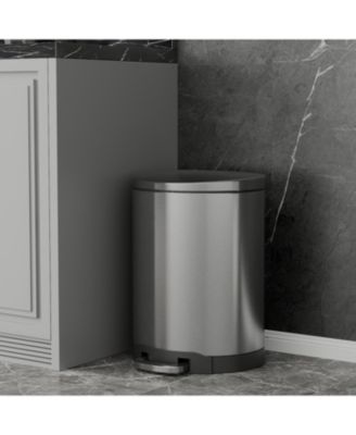 3.2 Gal./12 Liter Stainless Steel Semi-round Step-on Trash Can for Bathroom and Office