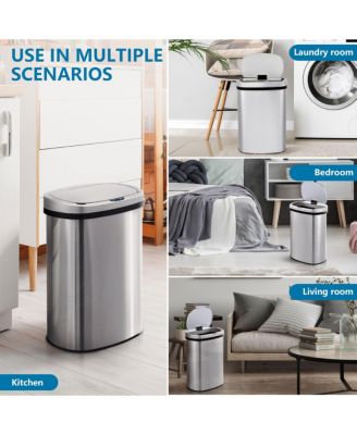 13 Gal./50 Liter Stainless Steel Oval Motion Sensor Trash Can for Kitchen