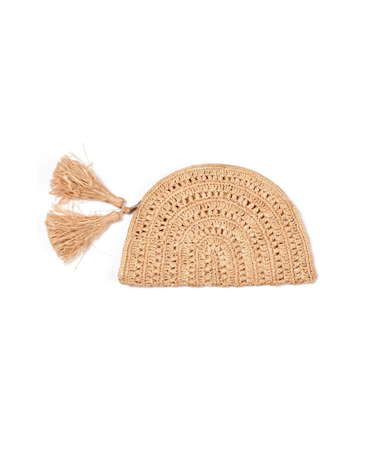 Adornia Natural Raffia Moon Clutch - Tan