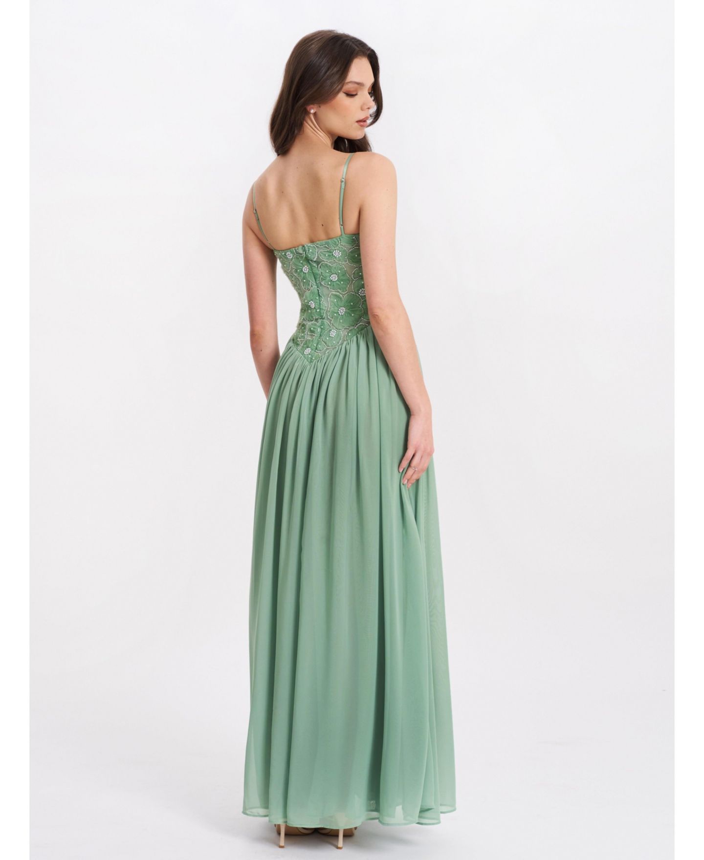 Женское платье Miss Circle Ucille Sage Green Embroidered Chiffon Maxi, цвет: Зелёный — фото 6