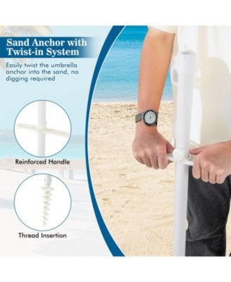 6.5 FT Beach Umbrella for Sand Heavy-Duty Sunshade Parasol w/ Sand Anchor