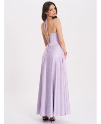 Women's Raegan Taro Purple Jacquard Rouched Maxi Dress