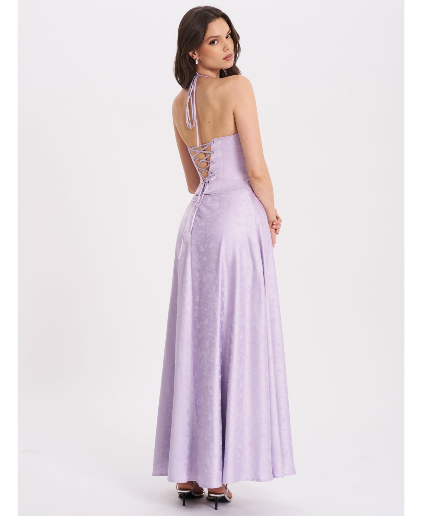 Женское платье Miss Circle Raegan Taro Purple Jacquard Rouched Maxi, цвет: Фиолетовый — фото 6