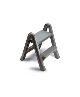 2 Step Slip Resistant Folding Plastic Stepstool with Foot Pads, Grey